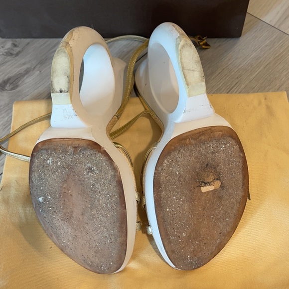 Louie Vuitton LV gold white Morganne wedges - Picture 8 of 12